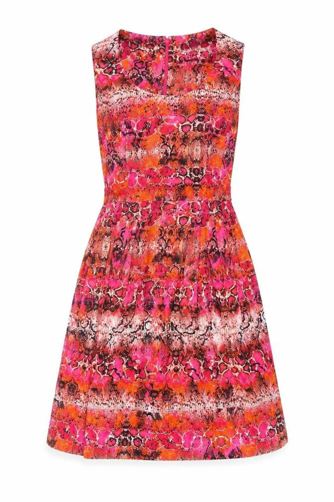 Marc New York Women's Pink Orange Animal Print A-Line Dress Size 10