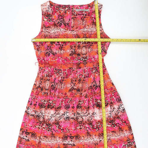 Marc New York Women's Pink Orange Animal Print A-Line Dress Size 10