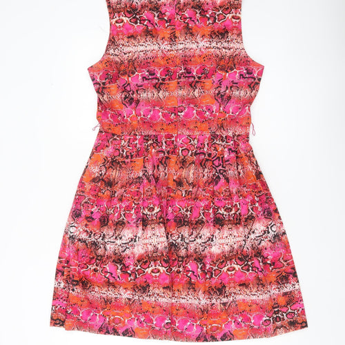 Marc New York Women's Pink Orange Animal Print A-Line Dress Size 10