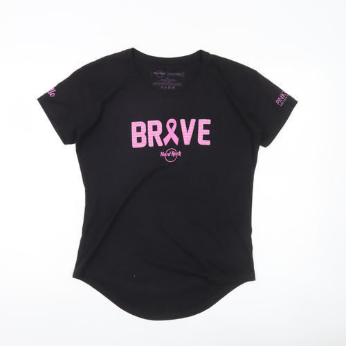 Hard Rock Womens Black PINKTOBER Brave T-Shirt Size S Short Sleeve