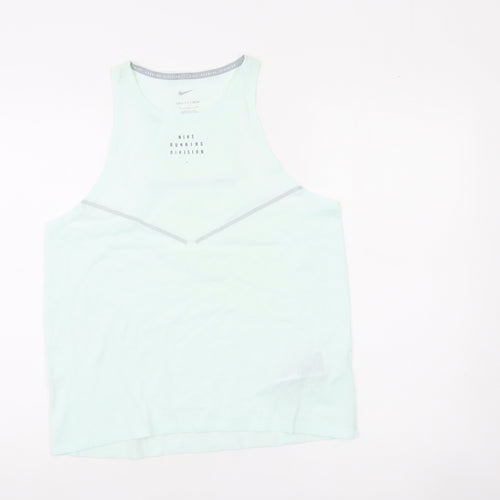 Nike Womens Green Running Division Tank Top Size M Dri-Fit Slim Fit
