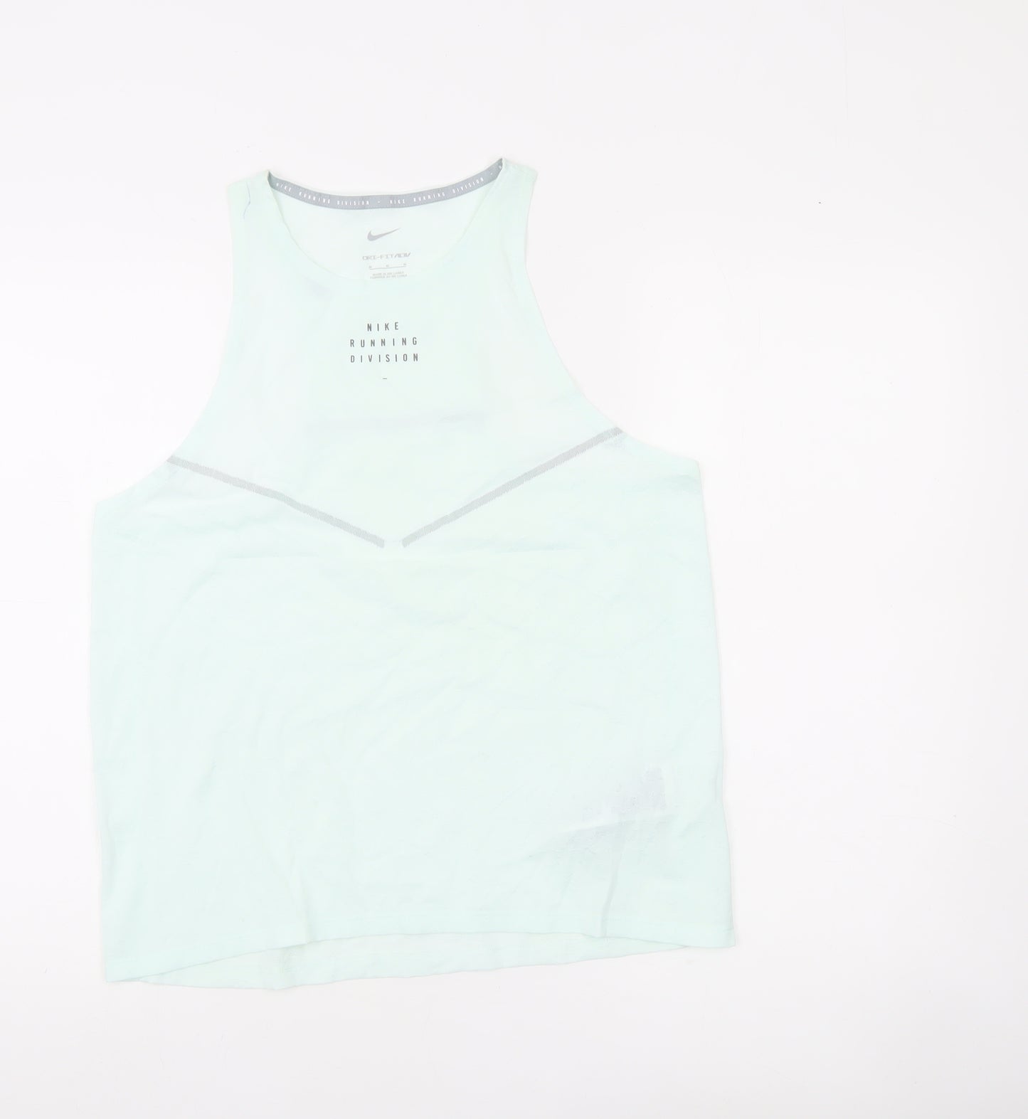 Nike Womens Green Running Division Tank Top Size M Dri-Fit Slim Fit