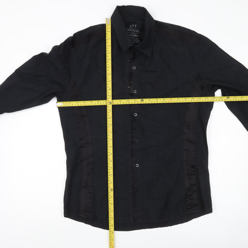 River Island Men's Black Cotton Long Sleeve Dress Shirt Size L