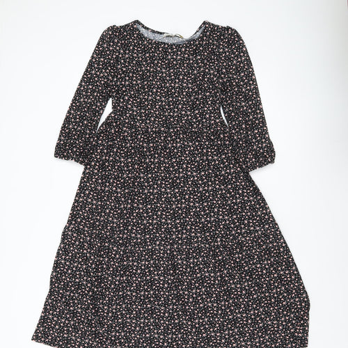 Monteau Los Angeles Women’s Black XS Floral Midi A-Line Dress