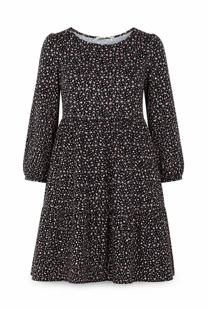 Monteau Los Angeles Women’s Black XS Floral Midi A-Line Dress