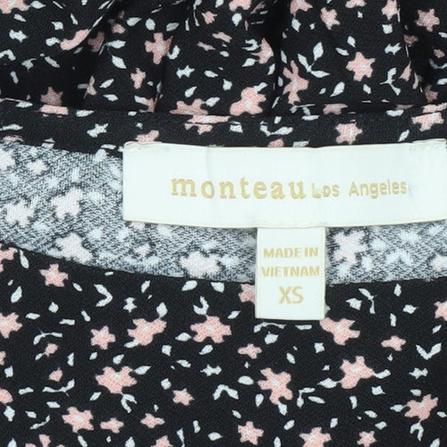 Monteau Los Angeles Women’s Black XS Floral Midi A-Line Dress