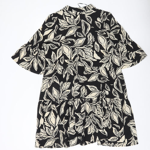 Klass Women’s Black Knee Length Shift Dress Size 10 Floral Bell Sleeve