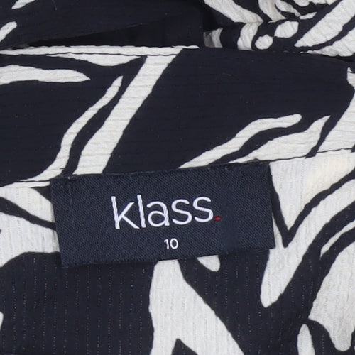 Klass Women’s Black Knee Length Shift Dress Size 10 Floral Bell Sleeve