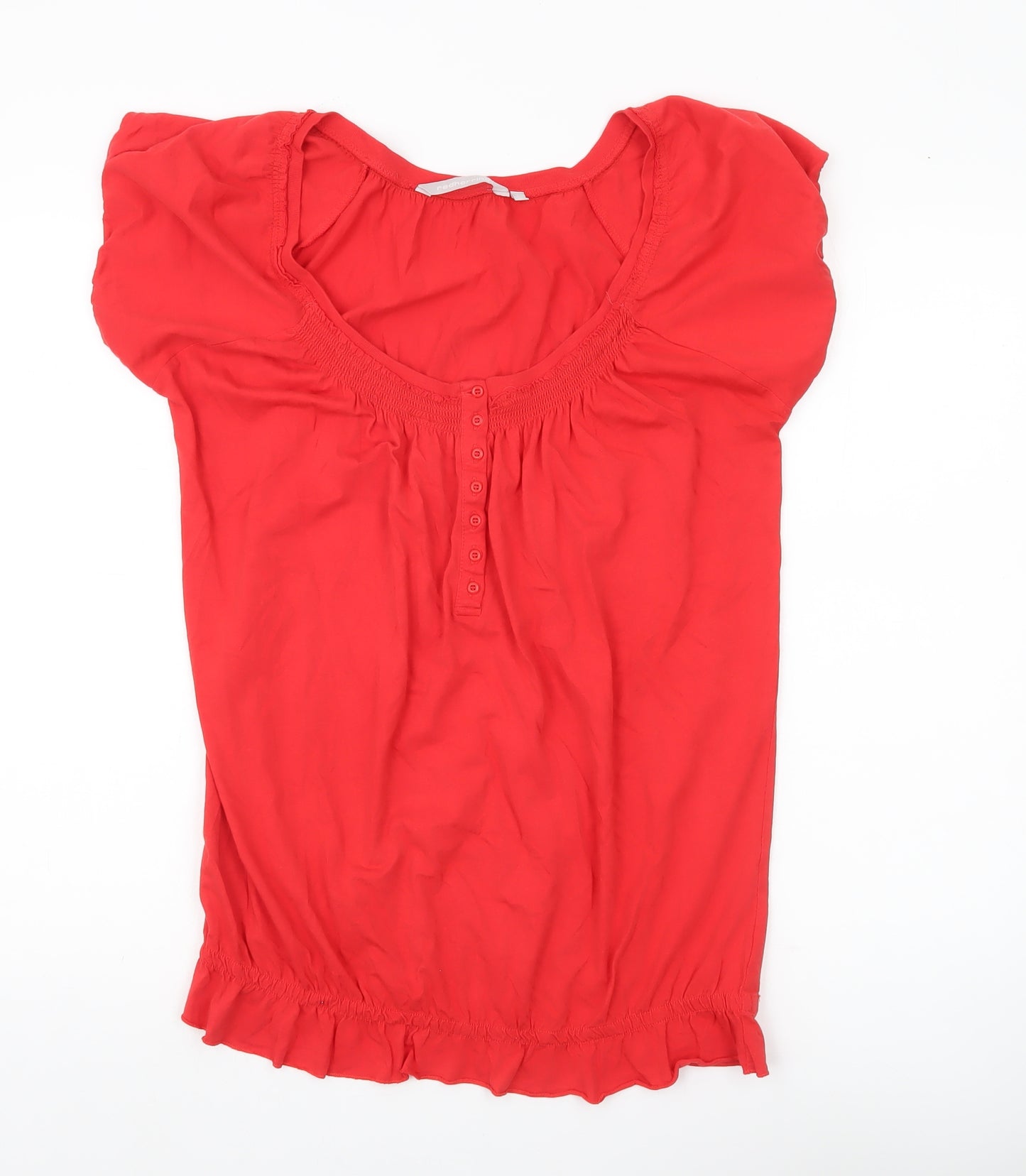 Red Herring Women’s Red Cotton Tunic Blouse Size 10 Scoop Neck