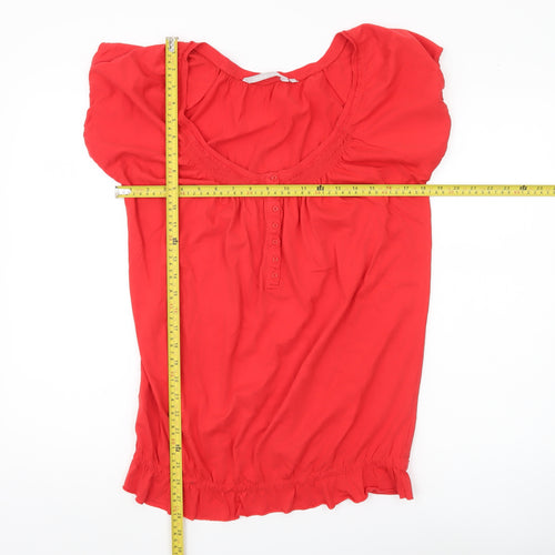 Red Herring Women’s Red Cotton Tunic Blouse Size 10 Scoop Neck