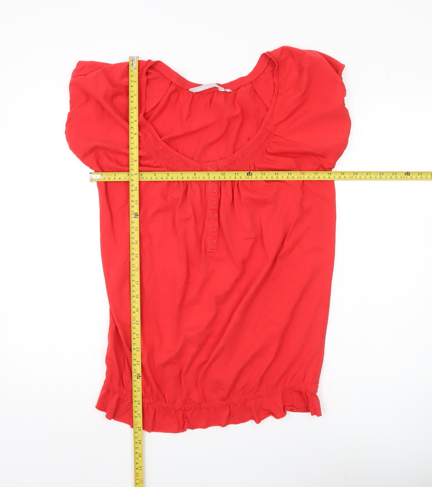 Red Herring Women’s Red Cotton Tunic Blouse Size 10 Scoop Neck