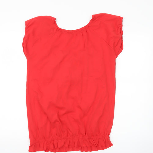 Red Herring Women’s Red Cotton Tunic Blouse Size 10 Scoop Neck