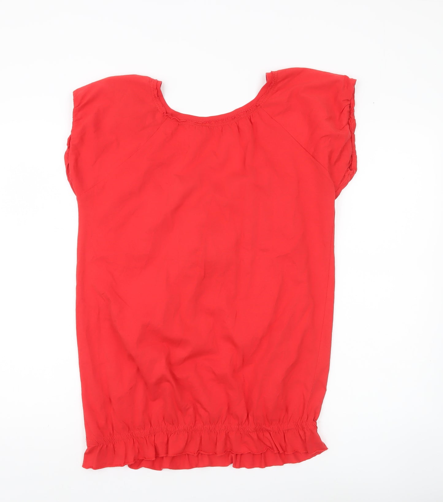 Red Herring Women’s Red Cotton Tunic Blouse Size 10 Scoop Neck