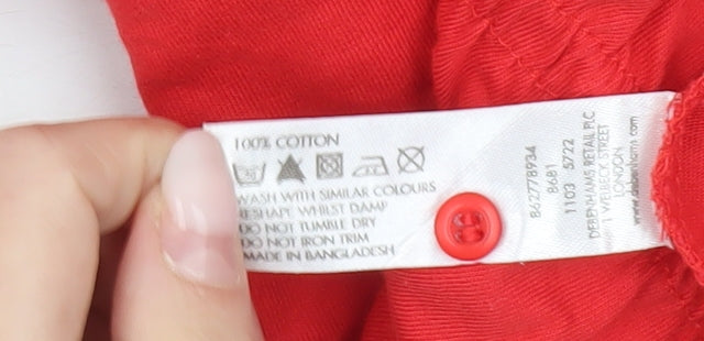 Red Herring Women’s Red Cotton Tunic Blouse Size 10 Scoop Neck