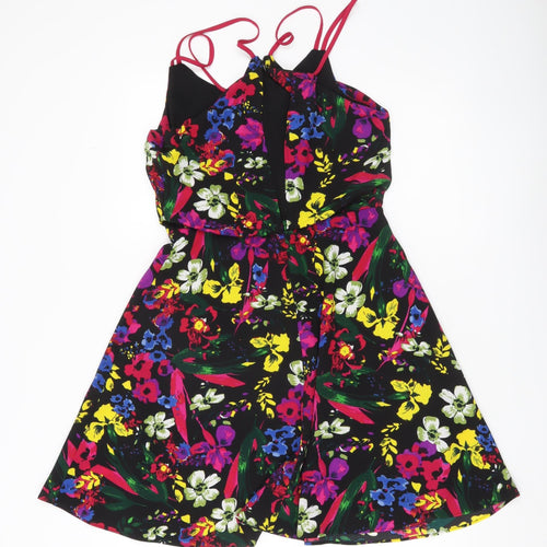 Definitions Womens Multicoloured Floral A-Line Dress Size 8