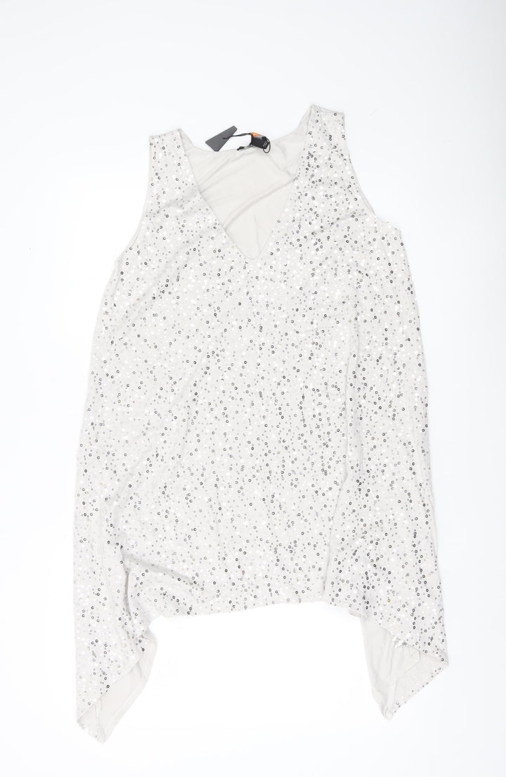 Isabella Oliver Women White Sequin Maternity Camisole Tank Top M
