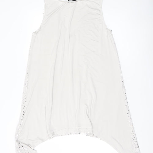 Isabella Oliver Women White Sequin Maternity Camisole Tank Top M