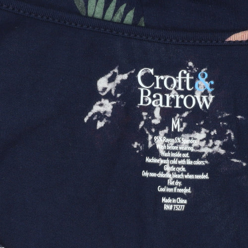 Croft & Barrow Womens Blue Floral A-Line V-Neck Knee Dress Size 12