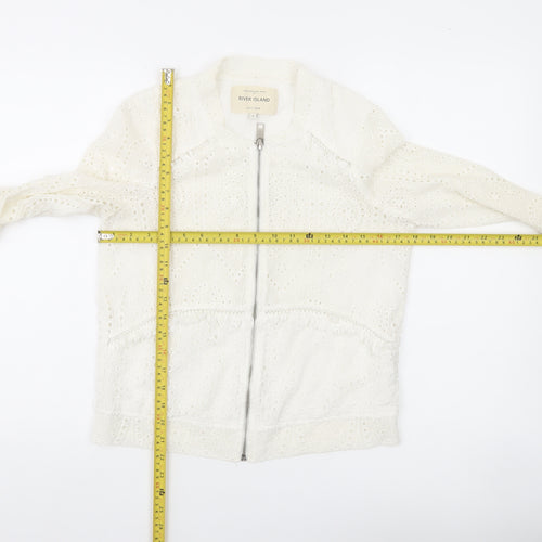 River Island Women White Lace Tunic Top Size 6 Zip Detail