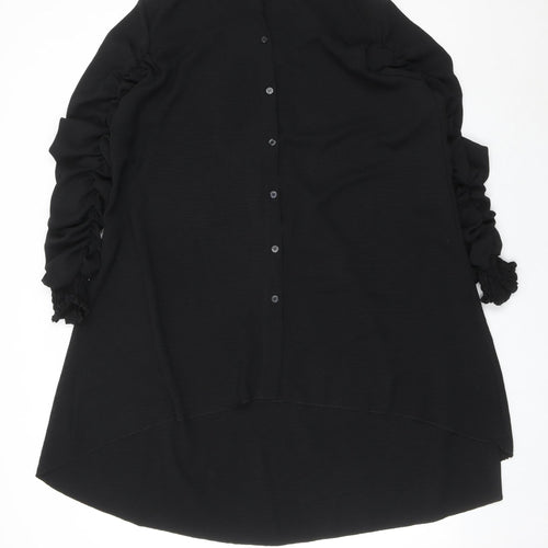 Blue Vanilla Women’s Black Shirt Dress M Puff Sleeve Collared