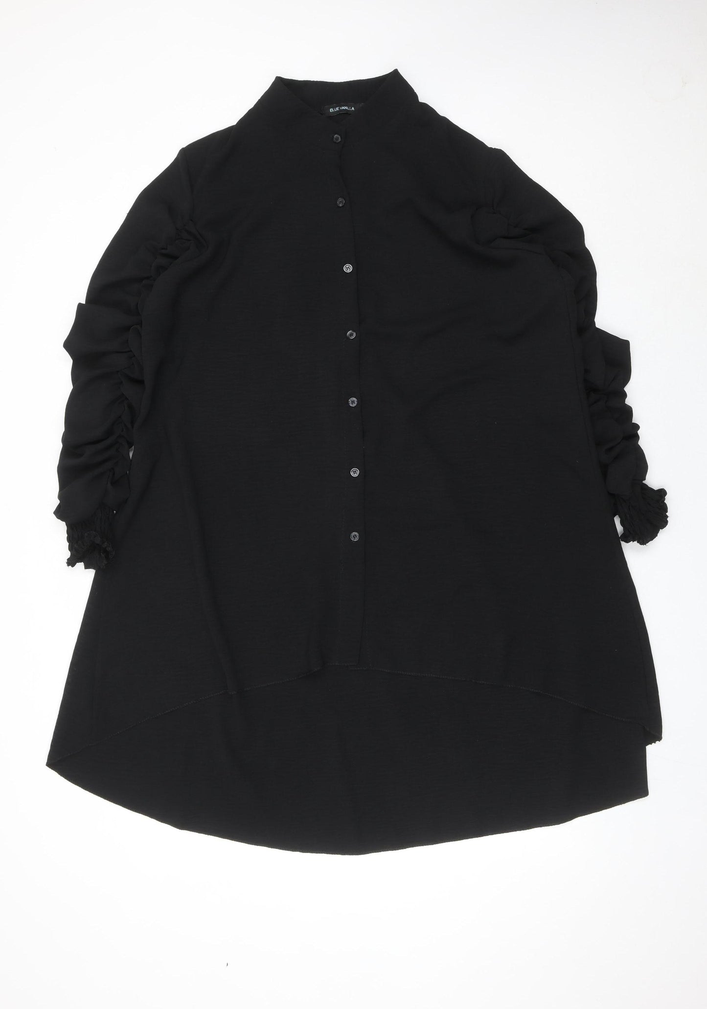 Blue Vanilla Women’s Black Shirt Dress M Puff Sleeve Collared