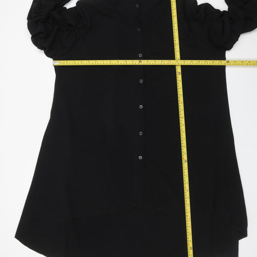 Blue Vanilla Women’s Black Shirt Dress M Puff Sleeve Collared