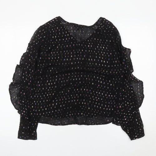 Phase Eight Womens Black Sheer Ruffle Blouse UK 10