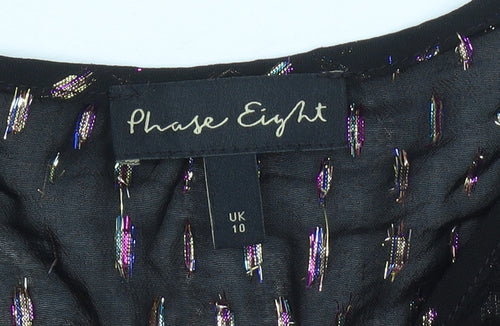 Phase Eight Womens Black Sheer Ruffle Blouse UK 10
