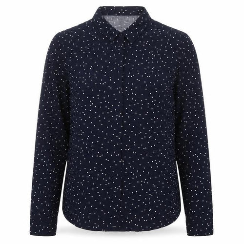 Bershka Womens Blue Polka Dot Button-Up Shirt Size M Long Sleeve