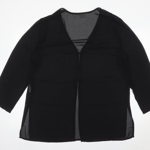 Elvi Women’s Black Beaded Tunic Blouse Size 16 V-Neck 3/4 Sleeve