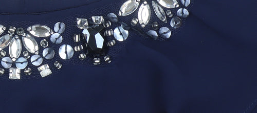 Gina Bacconi Women’s Blue Size 12 Beaded Chiffon Shift Dress