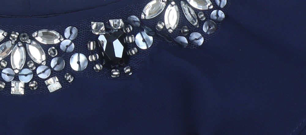 Gina Bacconi Women’s Blue Size 12 Beaded Chiffon Shift Dress