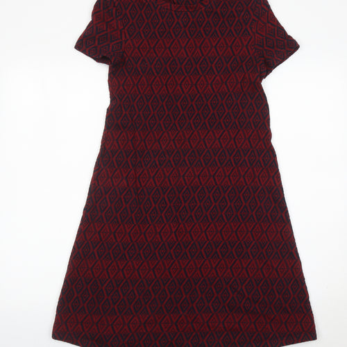 Marks and Spencer Women Red Geometric Cotton Shift Dress UK 6