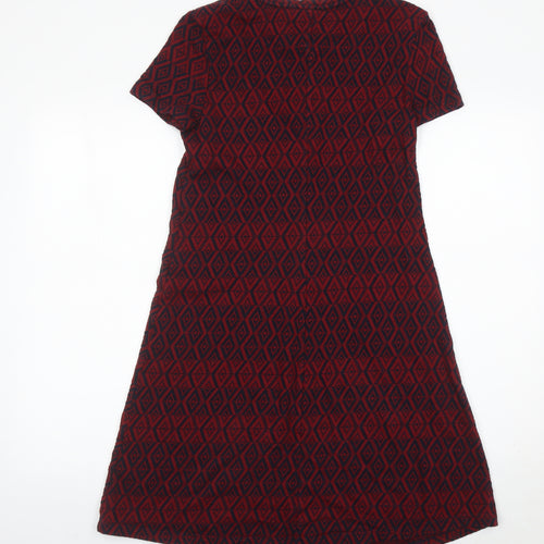 Marks and Spencer Women Red Geometric Cotton Shift Dress UK 6