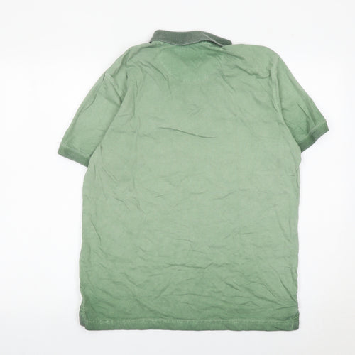 Bare Denim Men's Green Polo Shirt Size L Graphic Print Casual