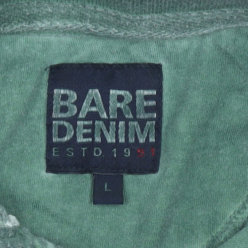 Bare Denim Men's Green Polo Shirt Size L Graphic Print Casual