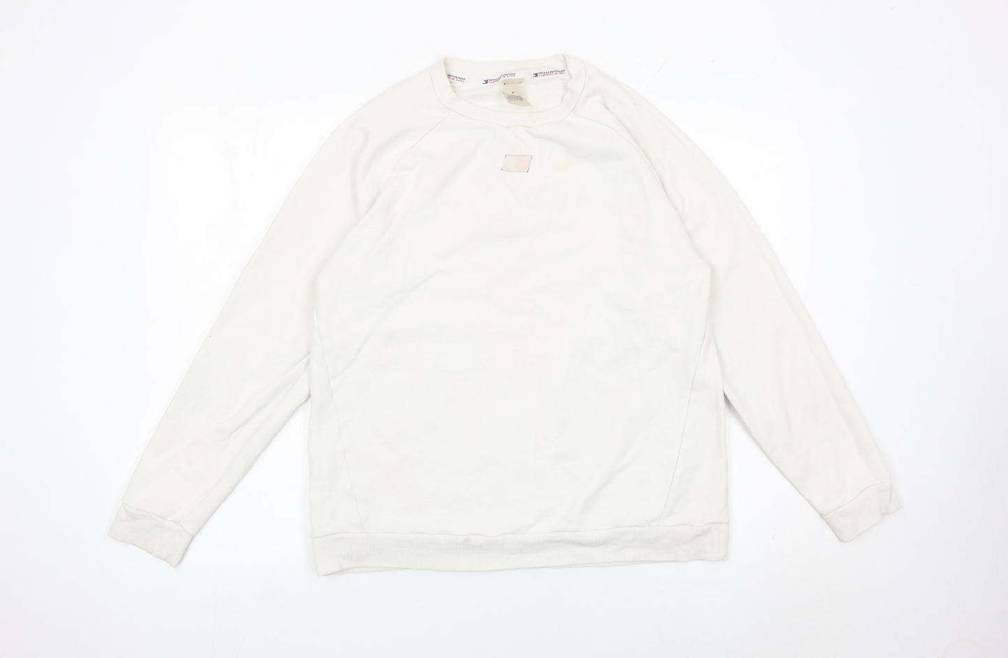 Tommy Sport Mens White M Pullover Sweatshirt Crew Neck Logo