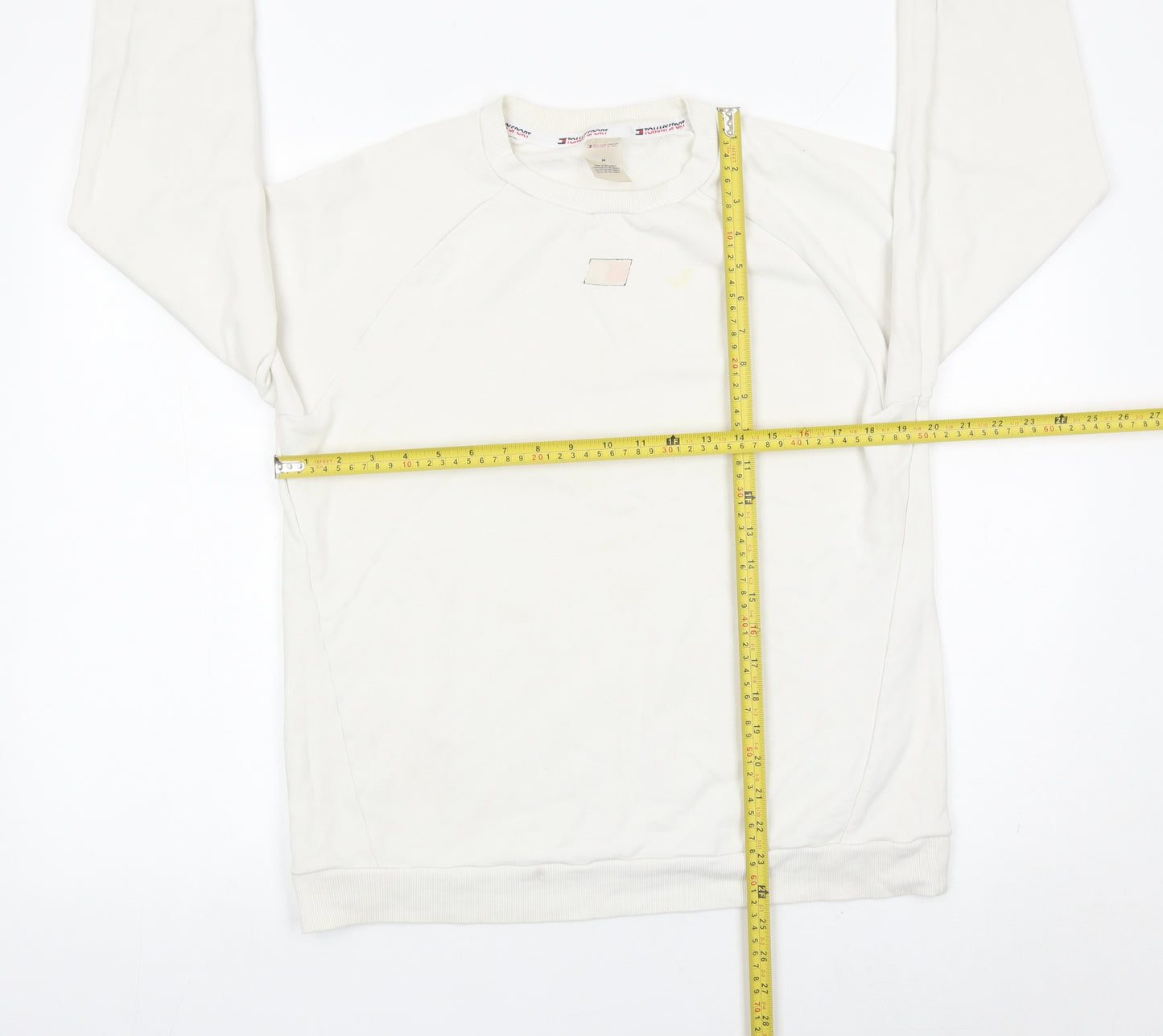 Tommy Sport Mens White M Pullover Sweatshirt Crew Neck Logo