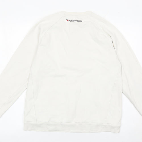 Tommy Sport Mens White M Pullover Sweatshirt Crew Neck Logo