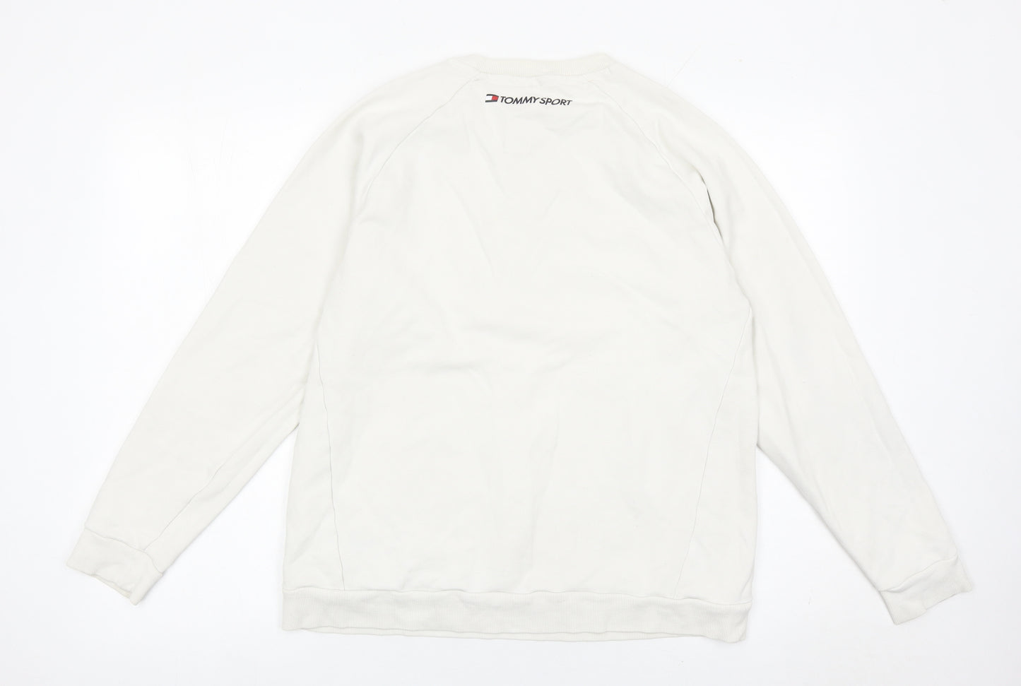 Tommy Sport Mens White M Pullover Sweatshirt Crew Neck Logo