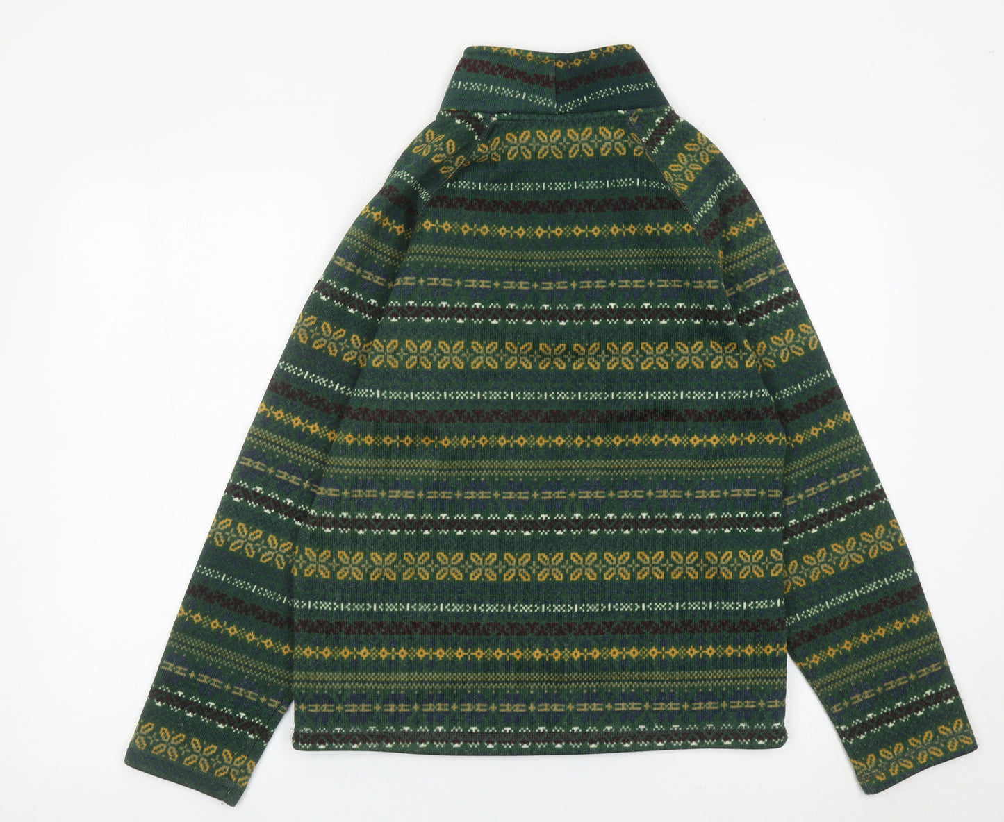 Cotton Traders Men’s Green Fair Isle Fleece 1/2 Zip Sweatshirt Size S