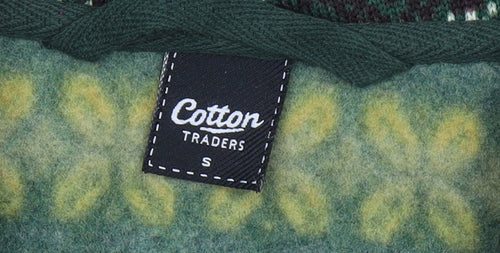 Cotton Traders Men’s Green Fair Isle Fleece 1/2 Zip Sweatshirt Size S