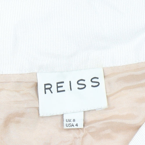 Reiss Women’s Ivory A-Line Embroidered Cotton Skirt Size 8