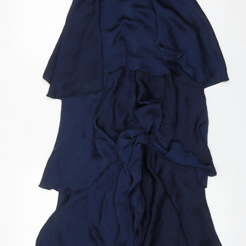 Missguided Women's Blue Size 10 Wide Leg Ruffle Strappy Jumpsuit
