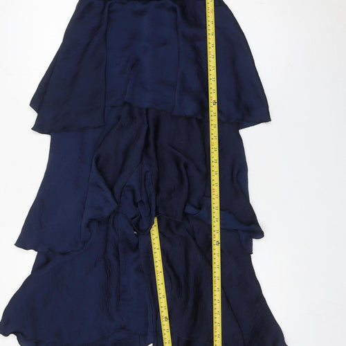 Missguided Women's Blue Size 10 Wide Leg Ruffle Strappy Jumpsuit