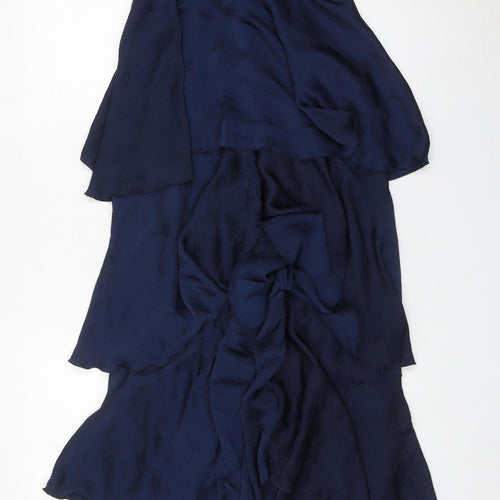 Missguided Women's Blue Size 10 Wide Leg Ruffle Strappy Jumpsuit