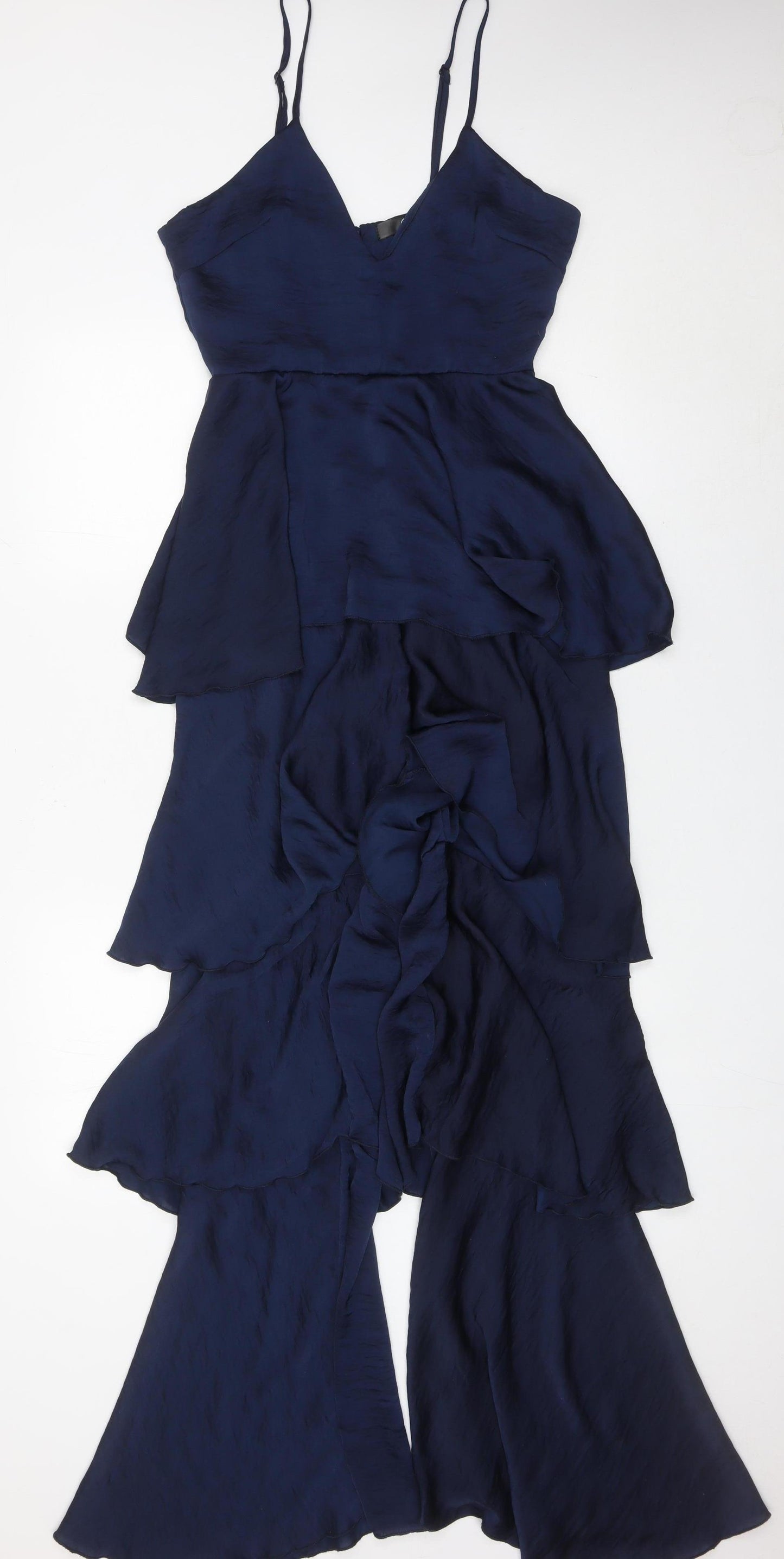 Missguided Women's Blue Size 10 Wide Leg Ruffle Strappy Jumpsuit