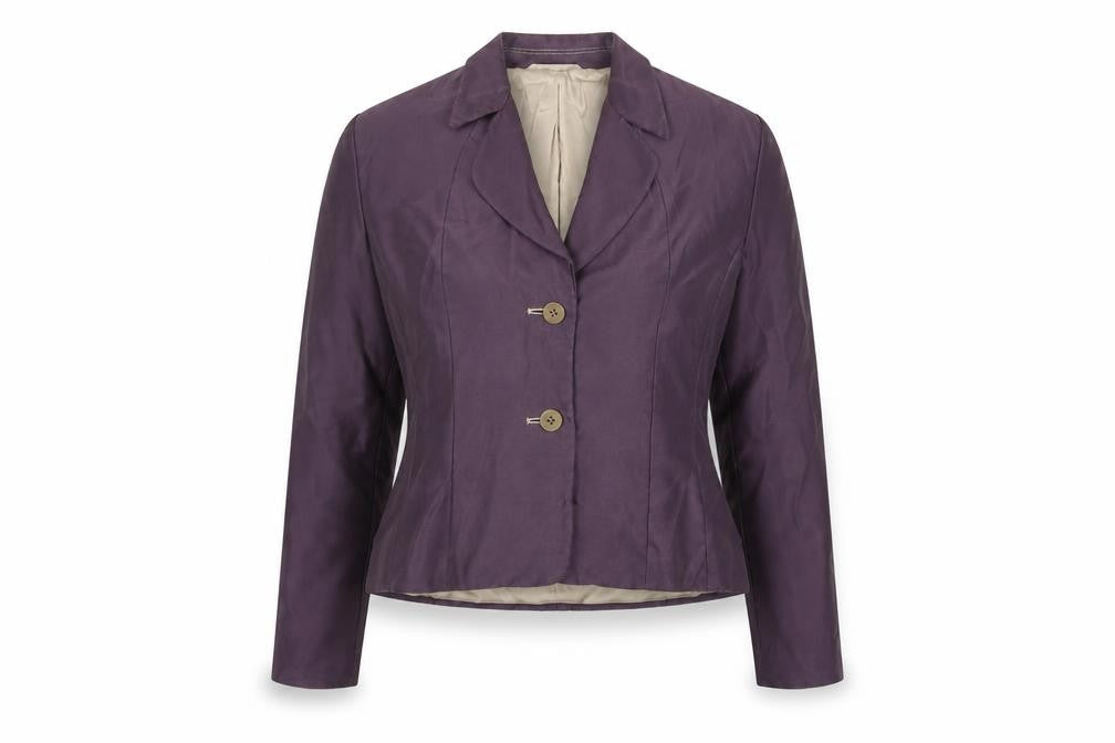 Front view of Precis Petite Women's Purple Silk Suit Jacket, size 10, Regular
