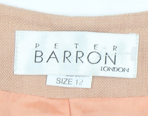 Peter Barron Womens Beige Size 12 Suit Jacket Short Sleeve Blazer