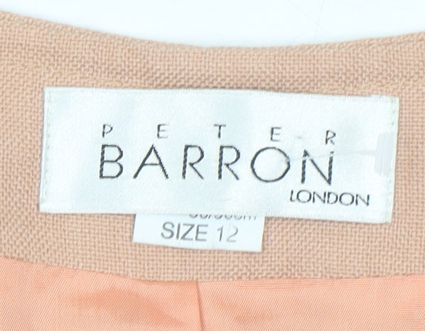 Peter Barron Womens Beige Size 12 Suit Jacket Short Sleeve Blazer